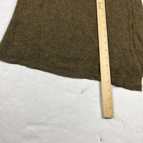 ZARA Womens Wool Blend Midi Skirt Green Side Slit A-Line High Waisted SMALLL - Picture 6 of 10